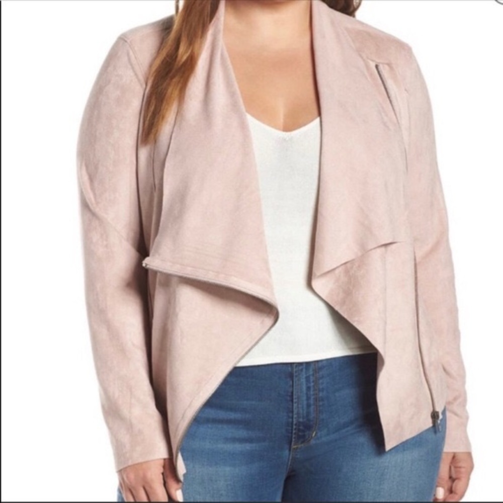 NWT Blank NYC Faux Suede Drape Front Jacket Womens Size XXL Pink Adobe Rose